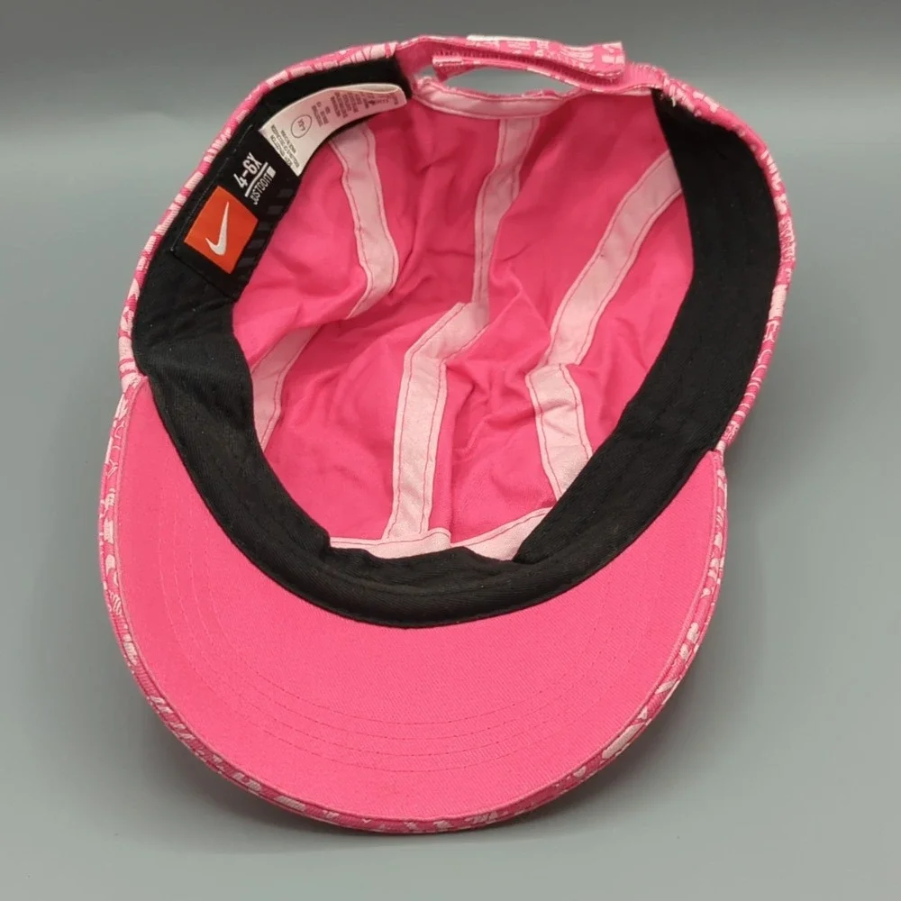 Nike Girls Adjustable Hat 5 Panel Cap Size 4-6X Pink Graphic White Swoosh